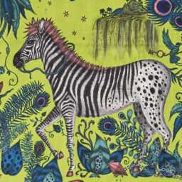 Clarke & Clarke, Lime Green, Pink Blue Zebras Velvet Cushion Cover, Throw Pillow Home Decor - thumbnail 2