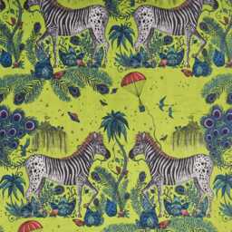 Clarke & Clarke, Lime Green, Pink Blue Zebras Velvet Cushion Cover, Throw Pillow Home Decor - thumbnail 3