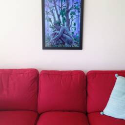 Rooted 18x24 Print - Tree Painting Purple Night Quiet Art Reproduction Lovely Dryad Flowers Fantasy Pretty Acrylic Colorful Nymph Poster - thumbnail 3