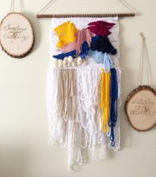 Custom - Woven Detailed Wall Hanging, Medium Weaving, Statement Art, Yarn Tapestry, Weaving - thumbnail 1