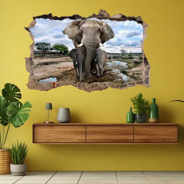 Elephants African Wildlife Wall Decal Sticker Mural Poster Print Art Home Office Decor Dh40 - image 1
