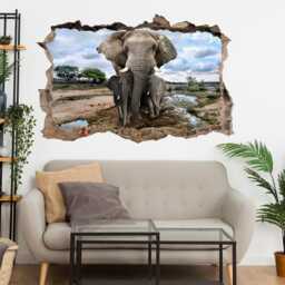 Elephants African Wildlife Wall Decal Sticker Mural Poster Print Art Home Office Decor Dh40 - thumbnail 2