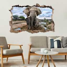 Elephants African Wildlife Wall Decal Sticker Mural Poster Print Art Home Office Decor Dh40 - thumbnail 3