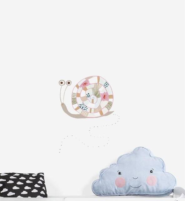 Cute Happy Snail Wall Sticker Decal - Kids Stickers, Animals Childrens Decals, Art, Room, Girl, Boy