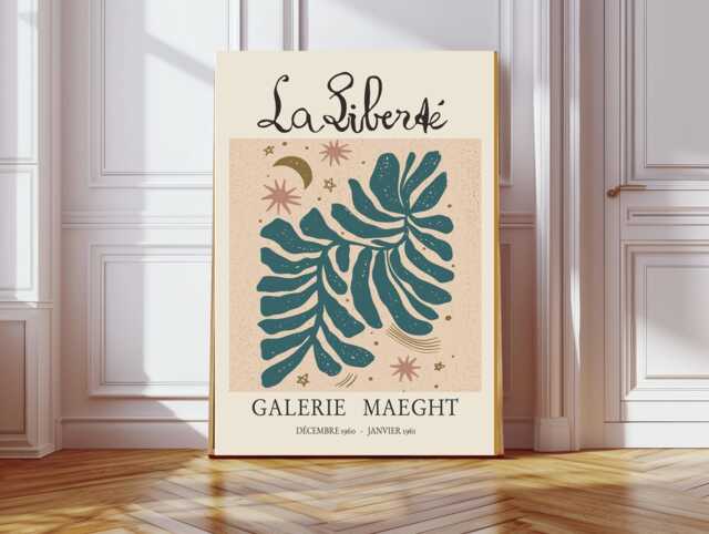 La Liberte Wall Art, Museum Exhibition Print, Moon & Stars Vintage Poster, French Art - image 1
