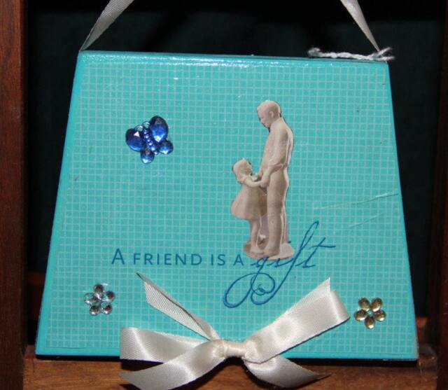 Wood Sign , It Is Blue, Has Ribbon Around It, The Would Look Great On Any Wall, Handmade, Wooden Sign