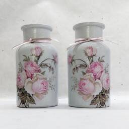 Pink Roses Glass Bud Vase, Vintage Inspired Home Decor, Gift Boxed - thumbnail 2