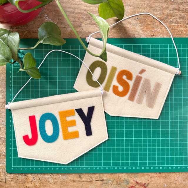 Custom Colour Felt Name Banner - Personalised Bedroom Door Sign Kid's Room/Nursery Decoration Colourful Flag Pick Your Colours - image 1