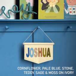 Custom Colour Felt Name Banner - Personalised Bedroom Door Sign Kid's Room/Nursery Decoration Colourful Flag Pick Your Colours - thumbnail 3