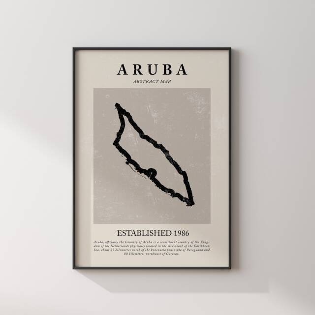 Aruba Map Vintage Abstract Wall Art Print Picasso + Matisse Inspired Travel Poster - image 1