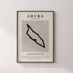 Aruba Map Vintage Abstract Wall Art Print Picasso + Matisse Inspired Travel Poster - thumbnail 1