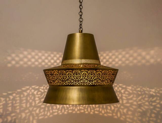 Handmade Moroccan Brass Pendant Lamp, Unique Home Decor Chandelier Fixture, Elegant Morocco Lighting, Ceiling Lamp - image 1