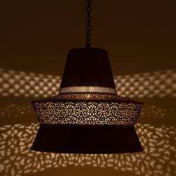 Handmade Moroccan Brass Pendant Lamp, Unique Home Decor Chandelier Fixture, Elegant Morocco Lighting, Ceiling Lamp - thumbnail 2