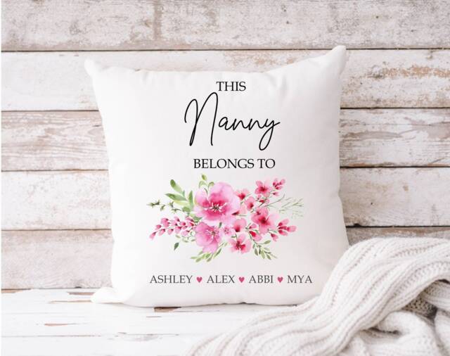 Personalised Floral Nan Cushion Custom Grandchildren Names - image 1