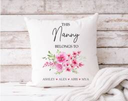 Personalised Floral Nan Cushion Custom Grandchildren Names - thumbnail 1