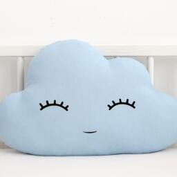 Cloud & Raindrop Cushion, Baby Blue With White Throw Pillows For Boy Nursery Decor, Shower Gift Kids Room Infant Newborn Toddler Bed Ideas - thumbnail 4