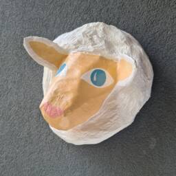 Paper Mache Sheep Head, Rosinha. Farm Creature, Sweet Animal Wall Decor - thumbnail 3
