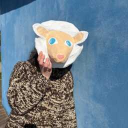 Paper Mache Sheep Head, Rosinha. Farm Creature, Sweet Animal Wall Decor - thumbnail 4