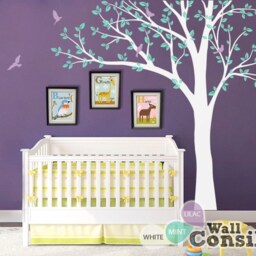 White Tree Wall Decal Nursery Mural With Birds - 93x100 - thumbnail 2
