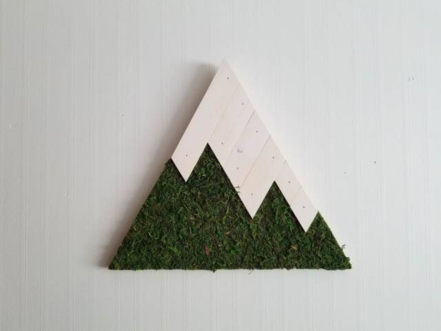 Mountain Wood Wall Art/Wood Wall Decor, Moss Art, Mountain Natural Home Art Geometric, Nature Tribal Decor - image 1