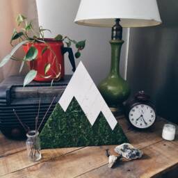 Mountain Wood Wall Art/Wood Wall Decor, Moss Art, Mountain Natural Home Art Geometric, Nature Tribal Decor - thumbnail 2
