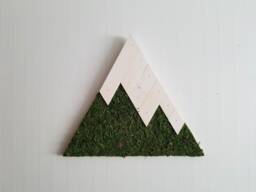 Mountain Wood Wall Art/Wood Wall Decor, Moss Art, Mountain Natural Home Art Geometric, Nature Tribal Decor - thumbnail 1