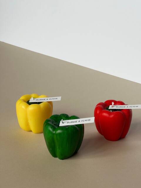 Pepper Candle Novelty Handmade Gift Green Yellow Red Vegetable - image 1