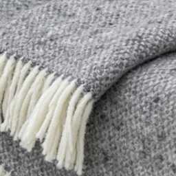 Blanket/Throw, 100% Pure New Wool, Donegal Grey, With Fringed Edge 140x220cms - thumbnail 3