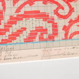 French 1910 Crewel Fabric Design, Mexican Style, Needlepoint Lover Gift - thumbnail 3