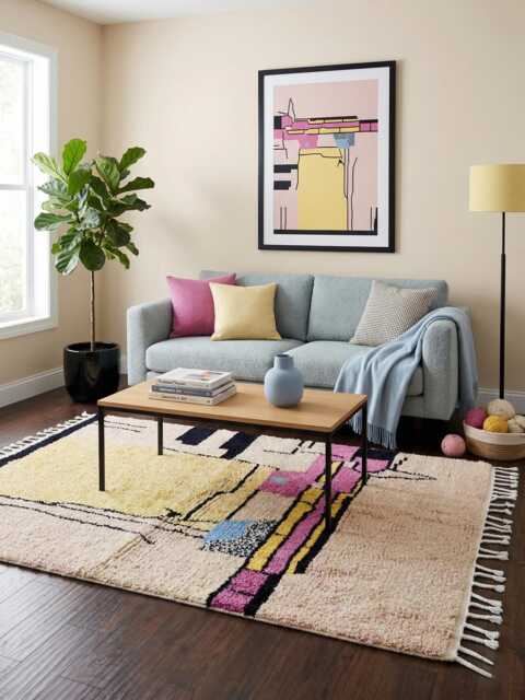 Handmade White Moroccan Rug Berber Wool Area Rug - image 1