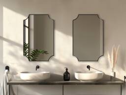 Scalloped Rectangle Mirror, Elegant Wall Scallop Corners Cut Corner Dropzone Edge Mirror By Asmiro