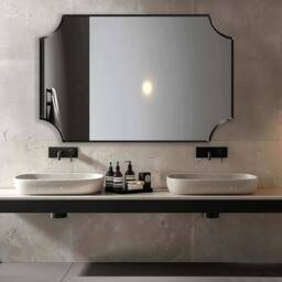 Scalloped Rectangle Mirror, Elegant Wall Scallop Corners Cut Corner Dropzone Edge Mirror By Asmiro - thumbnail 2