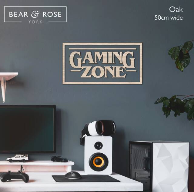 Gaming Zone Wooden Wall Art Gamer Room Decor - image 1