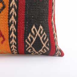 Vintage Turkish Kilim Pillow Cover Handwoven Wool Throw - 16x16 - thumbnail 2