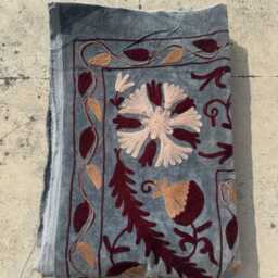 Handmade Velvet Suzani Boho Embroidered Bedspread - thumbnail 4