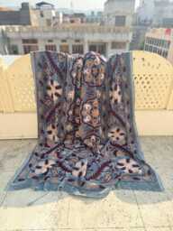 Handmade Velvet Suzani Boho Embroidered Bedspread - thumbnail 1