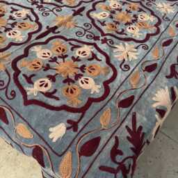 Handmade Velvet Suzani Boho Embroidered Bedspread - thumbnail 3
