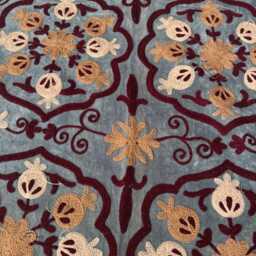 Handmade Velvet Suzani Boho Embroidered Bedspread - thumbnail 2