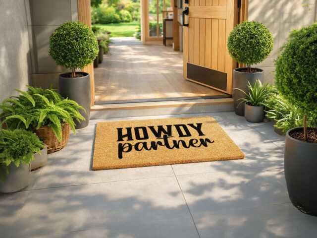 Howdy Partner Doormat - Custom Western Welcome Rug Funny Cowboy Home D??cor - image 1