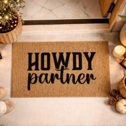 Howdy Partner Doormat - Custom Western Welcome Rug Funny Cowboy Home D??cor - thumbnail 2
