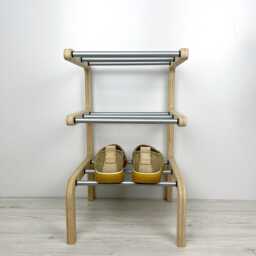3-Tier Wooden Shoe Rack Narrow Vertical Entryway Organizer - thumbnail 3