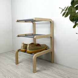 3-Tier Wooden Shoe Rack Narrow Vertical Entryway Organizer - thumbnail 1