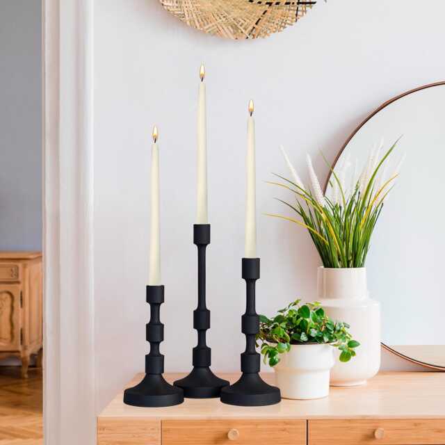 Matte Black Candle Holder Modern Aluminum Centerpiece - Set Of 3 - image 1