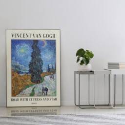 Van Gogh Road With Cypress & Star Wall Art Print, Exhibition Poster, Framed Print - thumbnail 3