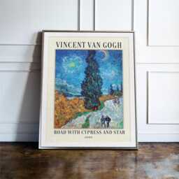 Van Gogh Road With Cypress & Star Wall Art Print, Exhibition Poster, Framed Print - thumbnail 1
