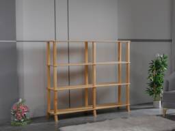 Natural Wood Open Bookcase Modern Rustic Multi-Tier Display Shelf