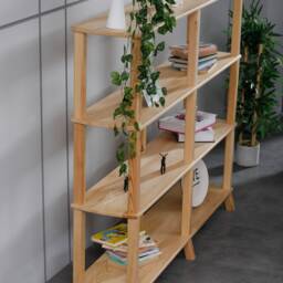 Natural Wood Open Bookcase Modern Rustic Multi-Tier Display Shelf - thumbnail 2