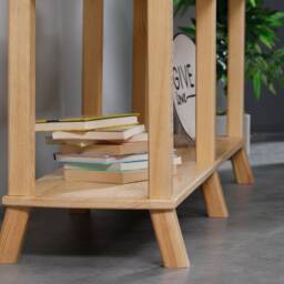 Natural Wood Open Bookcase Modern Rustic Multi-Tier Display Shelf - thumbnail 3