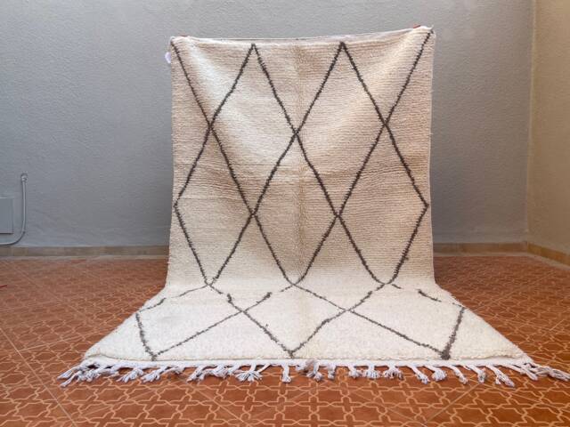 Handmade White Wool Berber Rug Tribal Boho Diamond Rug - Custom Size - image 1