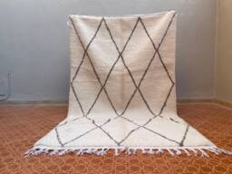 Handmade White Wool Berber Rug Tribal Boho Diamond Rug - Custom Size - thumbnail 1